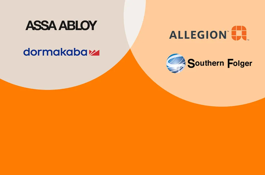 Authorized detention hardware manufacturers including ASSA ABLOY, Allegion, dormakaba, and Southern Folger